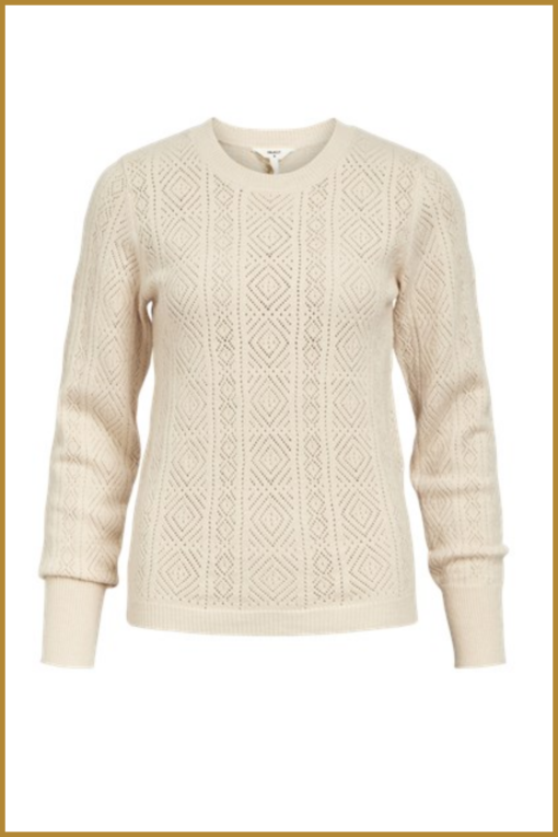 OBJECT - OBJHAVANA L/S O-NECK KNIT PULLOVER - OBJ230098 sandshell melange - Afbeelding 2
