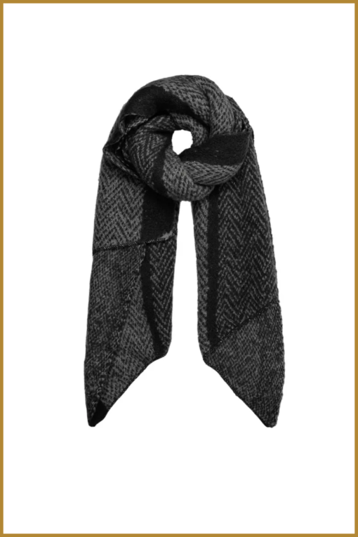 INUZ - Scarf zigzag zwart grijs -YEH230023