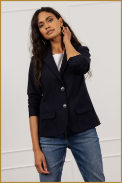 STUDIO ANNELOES - Bright bonded blazer dark blu -STU230119