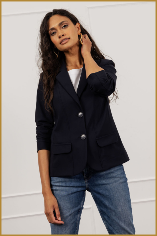 STUDIO ANNELOES - Bright bonded blazer dark blu -STU230119