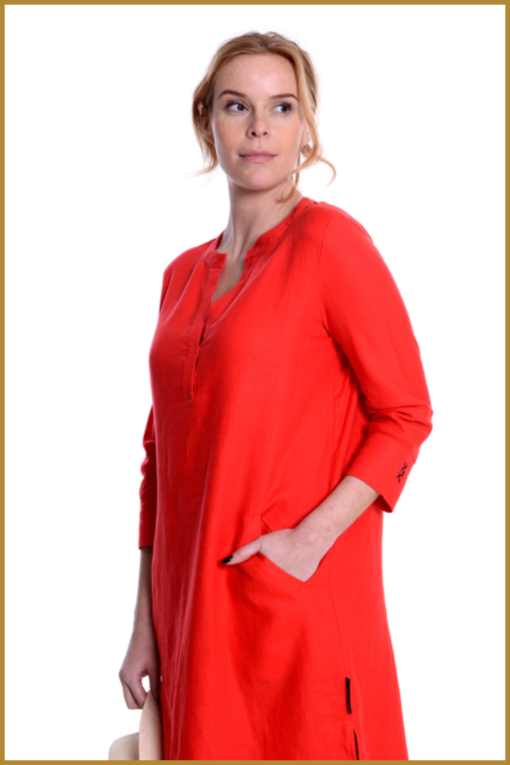 Sneakerdresses - Dress linnen - SNE230001 red - Afbeelding 2