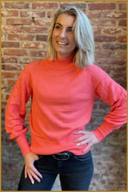 OBJECT - OBJEVA L/S KNIT PULLOVER  - OBJ230096 georgia peach melange