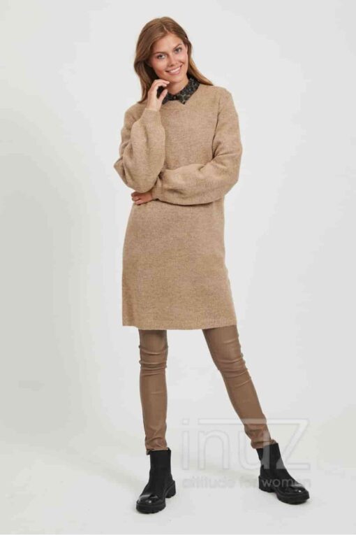 Jurk Objeve nonsia l/s knit dress - OBJ200085 Incense Melange - Afbeelding 3