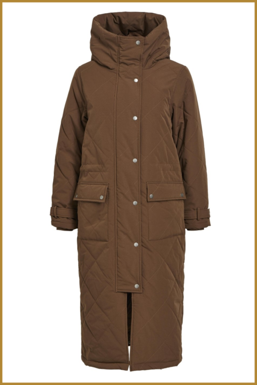 OBJECT - OBJkatie long coat noos dark earth-OBJ230307 - Afbeelding 2
