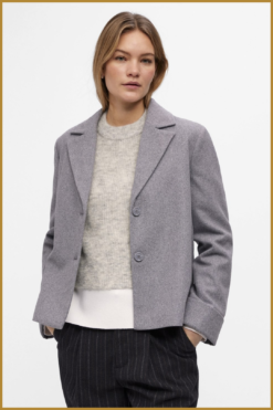 OBJECT - OBJNICOLE L/S WOOL JACKET - OBJ240003  light grey melange