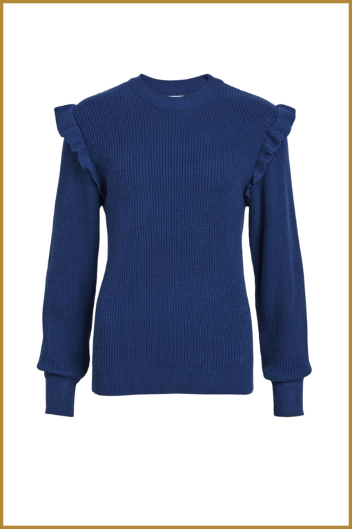 Pullover OBJMALENA ruffle - OBJ230062 estate blue