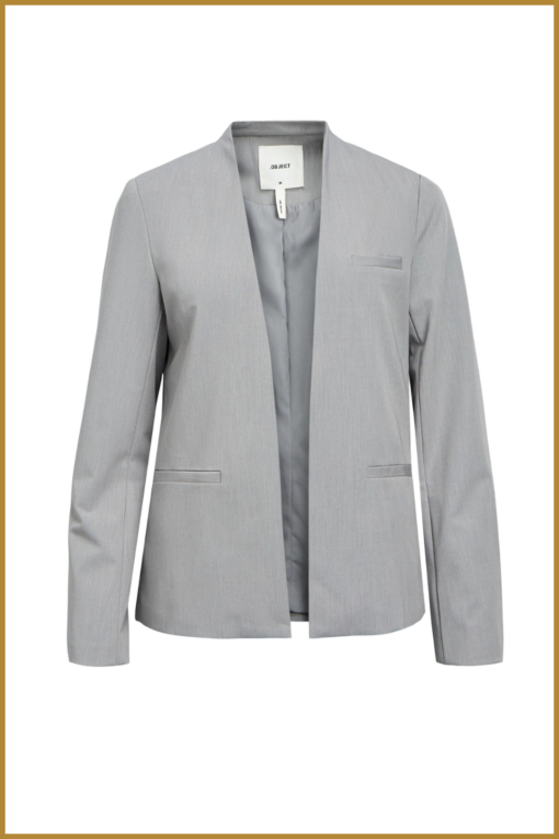 OBJECT - OBJCECILIE L/S BLAZER - OBJ240011 light grey melange - Afbeelding 2