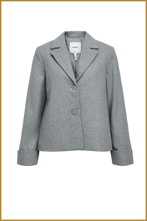 OBJECT - OBJNICOLE L/S WOOL JACKET - OBJ240003  light grey melange - Afbeelding 2