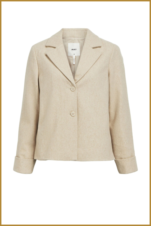 OBJECT - OBJNICOLE L/S WOOL JACKET - OBJ240004 sandshell melange - Afbeelding 2