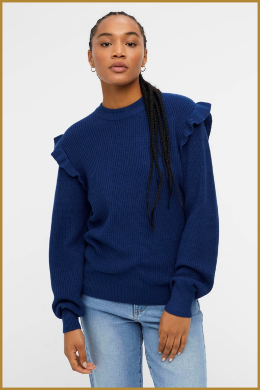 Pullover OBJMALENA ruffle - OBJ230062 estate blue