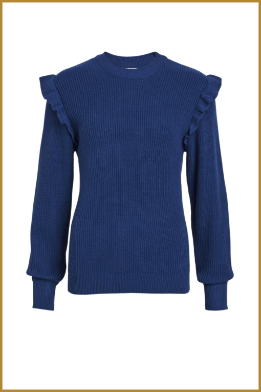 Pullover OBJMALENA ruffle - OBJ230062 estate blue