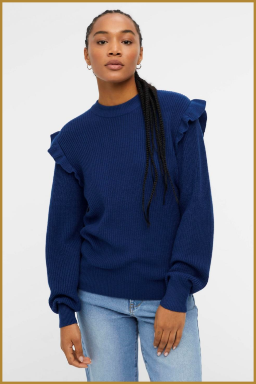 Pullover OBJMALENA ruffle - OBJ230062 estate blue - Afbeelding 4