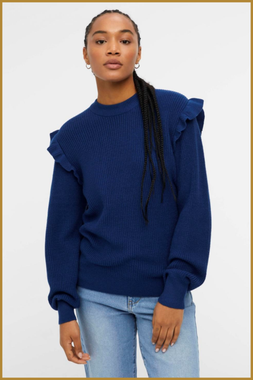 Pullover OBJMALENA ruffle - OBJ230062 estate blue