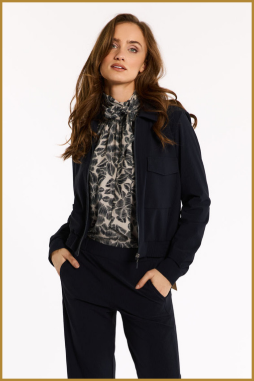 STUDIO ANNELOES - Mabel bnd rib jacket dark blue -STU240022