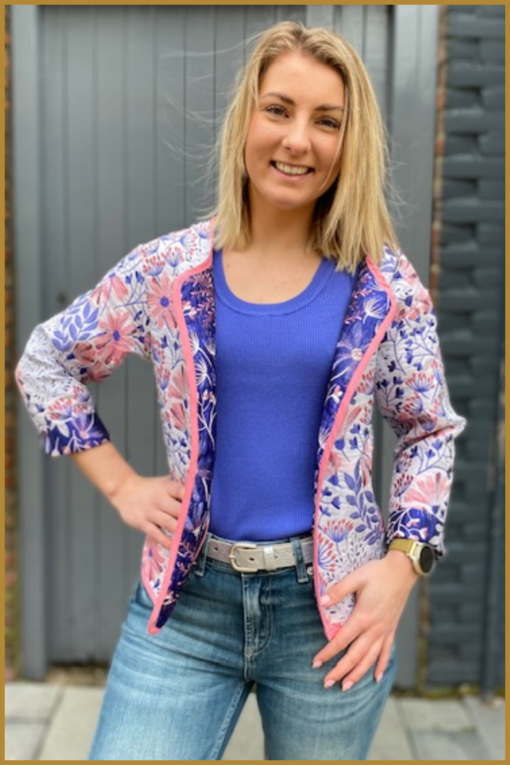 YDENCE - Jacket Jasm,in blue pink -YDE240010 - Afbeelding 2