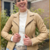 INUZ - Leren jas Sietske beige -INU240018