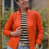 INUZ - Leren jas Karlijn knal oranje -INU240018
