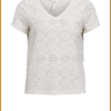 OBJECT - OBJFEODORA S/S V-NECK TOP - OBJ240015 cloud dancer