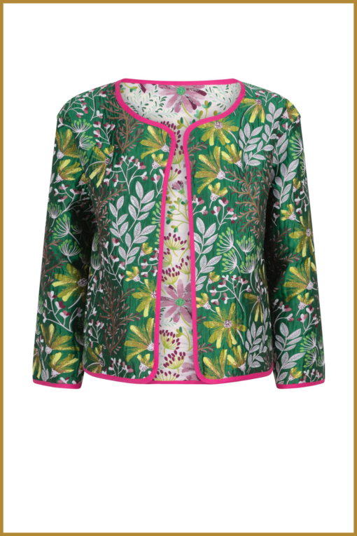 YDENCE- Jacket Yasmin fucsia green -YDE240009 - Afbeelding 2