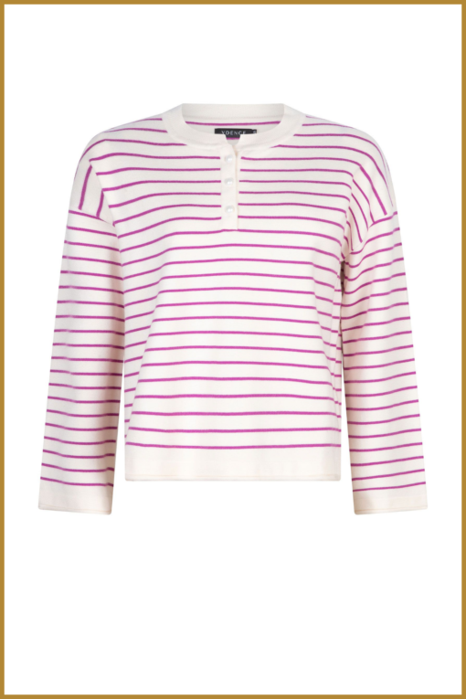 YDENCE -  Knitted Sweater Esmay offwhite purple -YDE240002