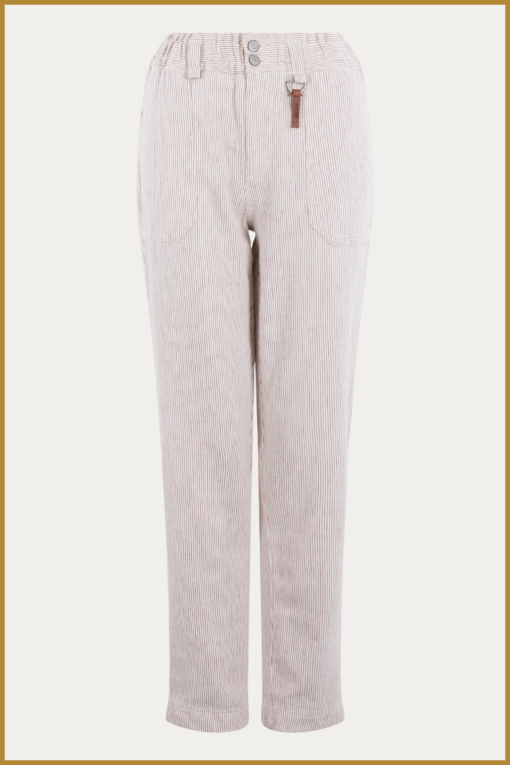 MSCW - Broek Margarita camel stripe - MOS240091