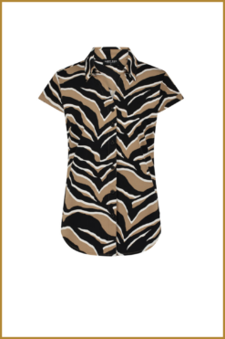 Lady day - Blouse Suzy cap - MYP240038 zebra print camel