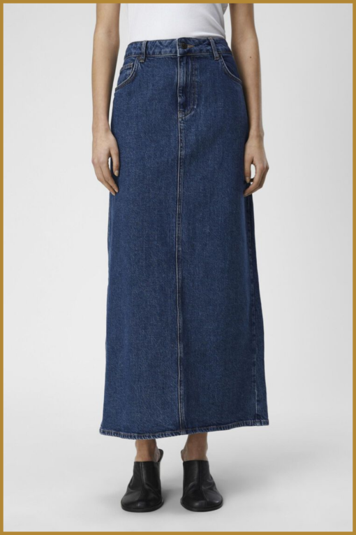 OBJECT -  Objellen mw long denim skirt blauw -OBJ240033