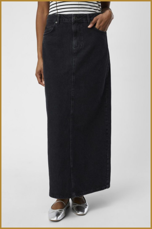 OBJECT - Objellen mw long denim skirt zwart -OBJ240034