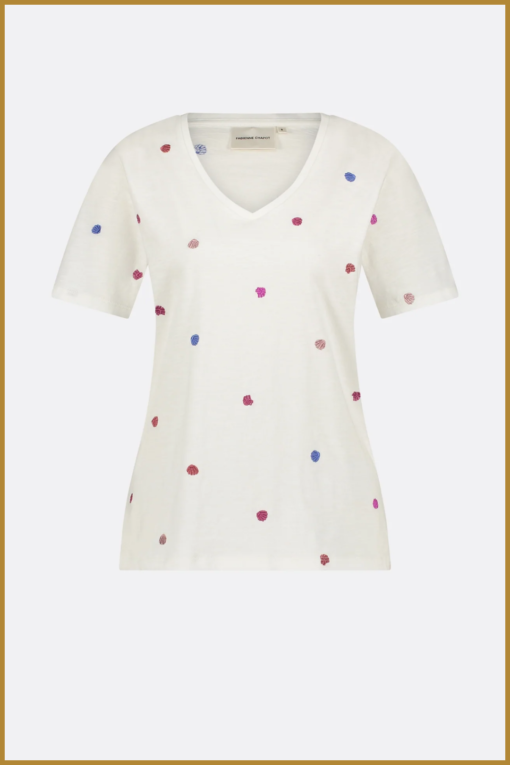 FABIENNE CHAPOT -Phil V-Neck T-Shirt cosy white -FAB240066 - Afbeelding 2