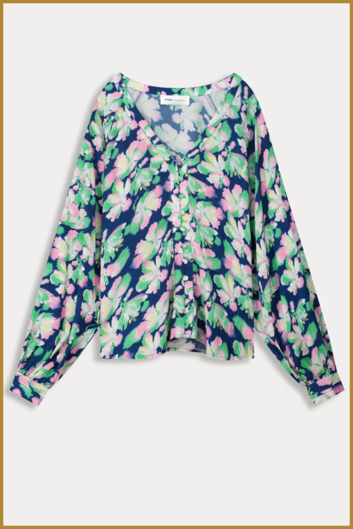 POM - Blouse -Lilies blue blue- POM240011 - Afbeelding 2