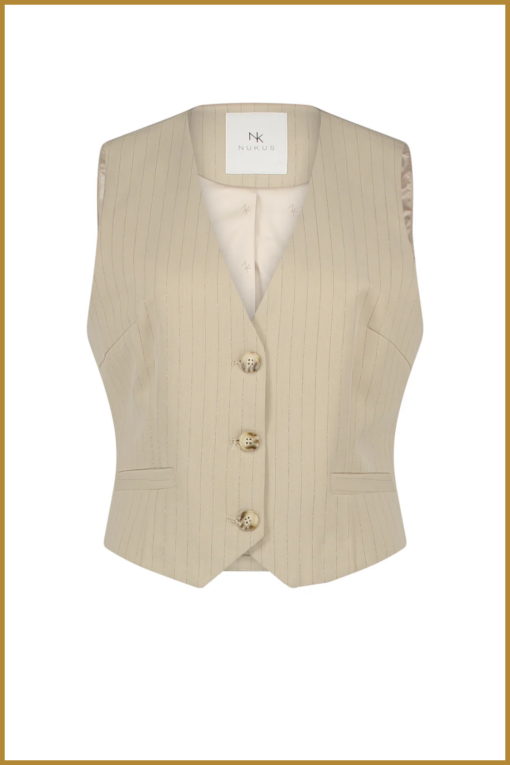 NUKUS - NUK240004 Carrera Gilet Stripe sand- NUK240004 - Afbeelding 2