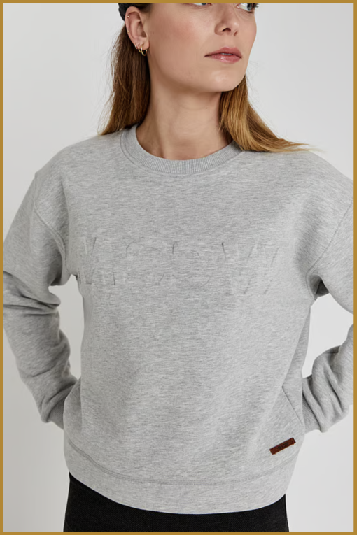 MSCW logo sweater-light grey melange solid-MOS2400143 - Afbeelding 2