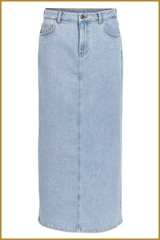 OBJECT -OBJELLEN MW LONG DENIM SKIRT NOOS-light blue denim -OBJ240068 - Afbeelding 2