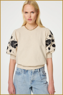 FABIENNE CHAPOT -Henriette sweater oatmeal melange -FAB240056