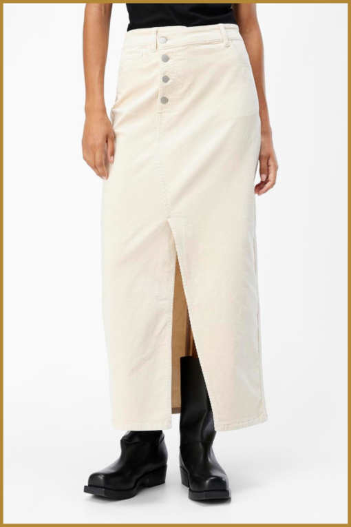 OBJECT -  OBJLIVA HW LONG CORDUROY SKIRT beige -OBJ240040