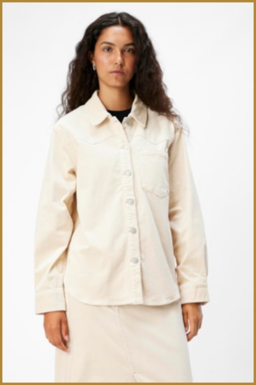 OBJECT -  OBJLIVA L/S LO CORDUROY SHIRT beige -OBJ240041 - Afbeelding 2