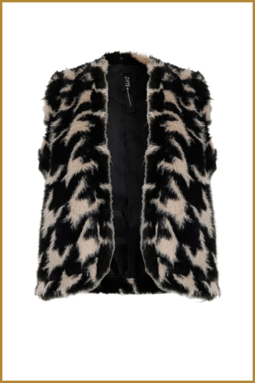 ZIP73- Gillet teddy zw/cha -ZIP240005 - Afbeelding 2