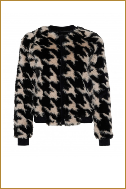 ZIP73- ZIP240002 Bomber Teddy Zw/Champagne-ZIP240002 - Afbeelding 2