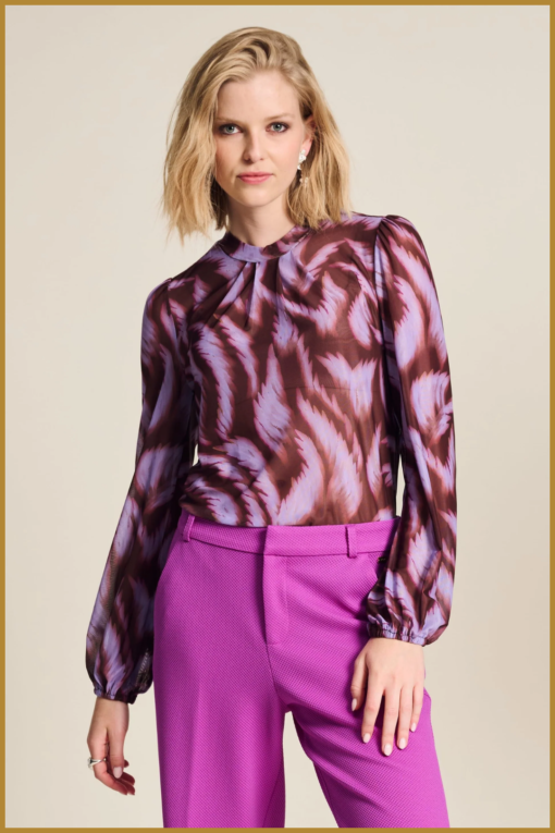 POM -  TOP - Feathers Brown multi -POM240013