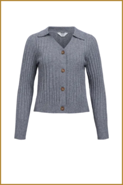 OBJECT -  OBJTHESS LS KNIT RIB CARDIGAN grijs -OBJ240077