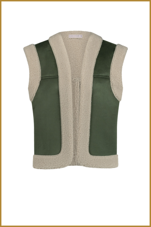 STUDIO ANNELOES -  Donna lammy waistcoat groen -STU240338 - Afbeelding 2