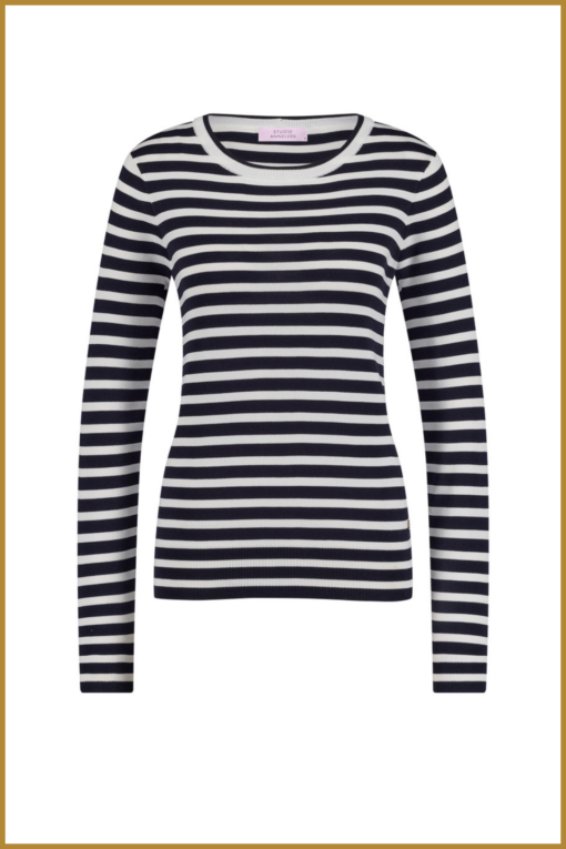 STUDIO ANNELOES - Luna stripe pullover blauw wit -STU240311 - Afbeelding 2