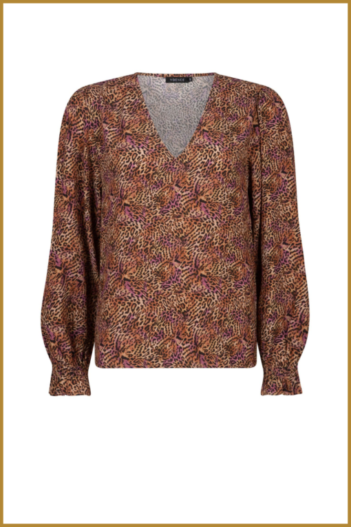YDENCE -Top Merel 1095-bruin-YDE24061 - Afbeelding 2