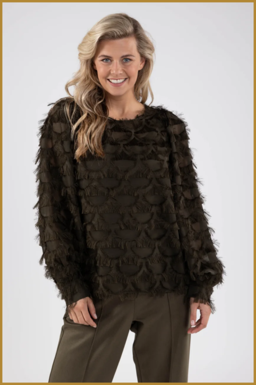 NUKUS-  Jade Top Burned Olive groen -NUK240022