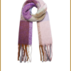 INUZ - Multikleuren wintersjaal met franjes bruin -YEH240005