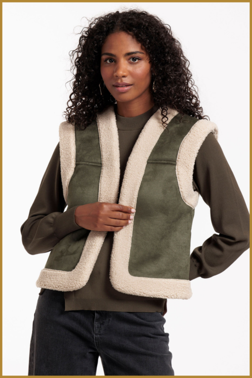 STUDIO ANNELOES -  Donna lammy waistcoat groen -STU240338