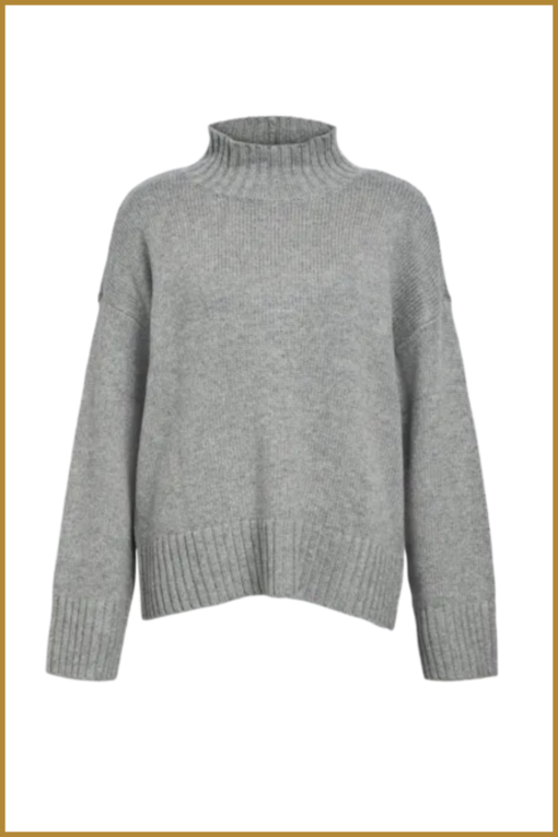 OBJECT -  OBJAGNES LO LS H.NECK KNIT PULLOVER grijs - OBJ240043
