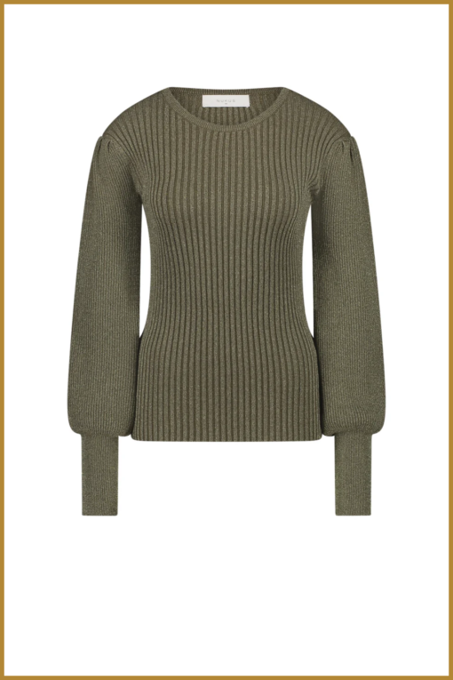 NUKUS  Mullberry Pullover Lurex Burned Olive-NUK240027 - Afbeelding 2