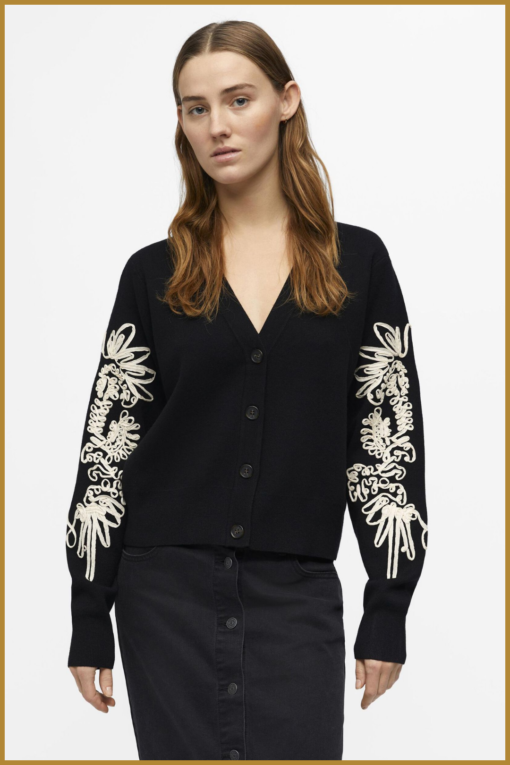 OBJECT-OBJJOANA L/S KNIT CARDIGAN zwart-OBJ240076