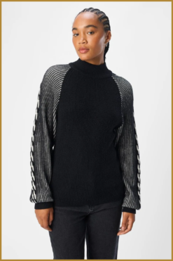 OBJECT -  OBJSOFIE KNIT RE L/S PULLOVER zwart -OBJ240067